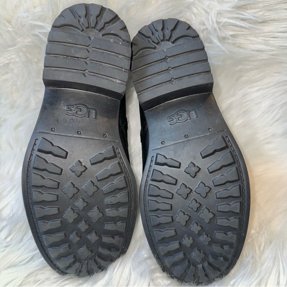 UGG Lavelle Black Leather Ankle Boots Booties Size 6 Streetwear Bikercore Harley - Picture 8 of 9